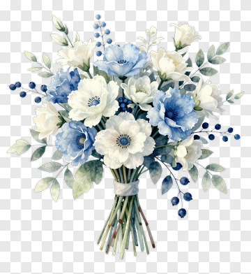 Blue And White Floral Bouquet PNG