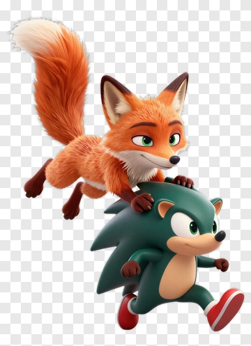 Cartoon Fox And Hedgehog Playing Together PNG