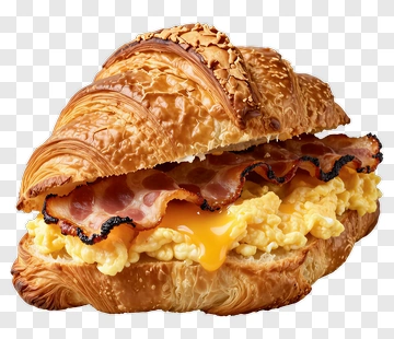 Croissant Sandwich With Bacon And Eggs PNG