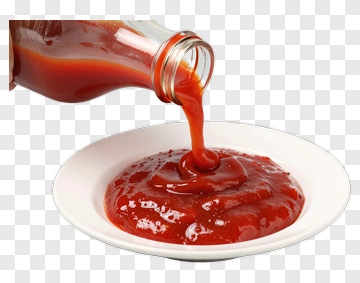 Ketchup Pouring From Bottle Into A Plate PNG