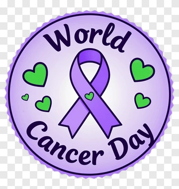 World Cancer Day Badge With Purple Ribbon PNG