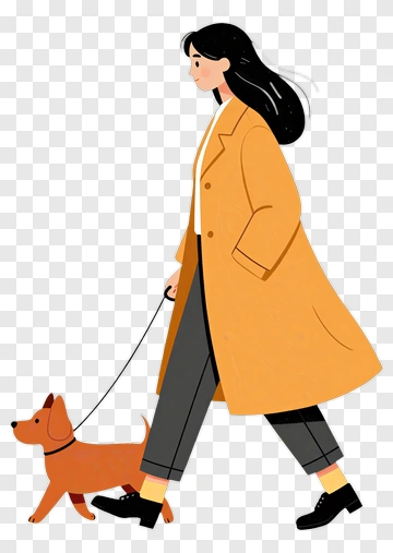 Woman Walking A Dog PNG