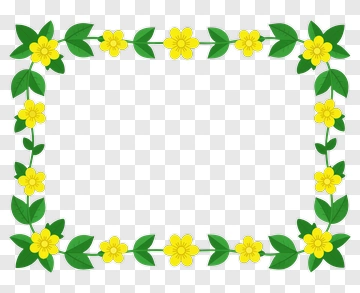Flower Frame With Green Leaves PNG