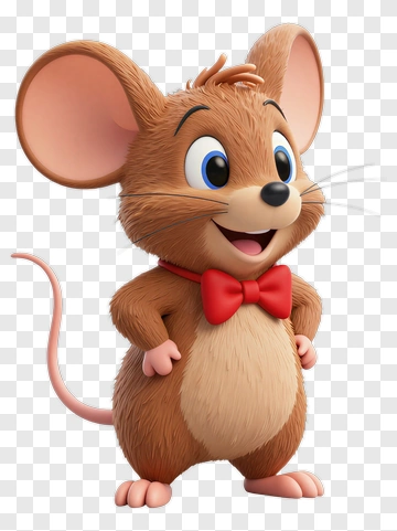 Cartoon Mouse With Red Bow Tie PNG