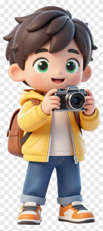 3D Boy Holding A Camera PNG