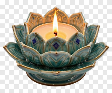 Lotus Candle Holder With Flame PNG