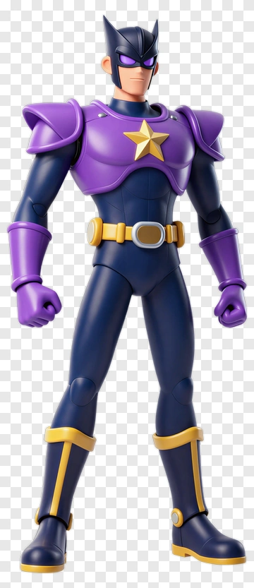 Superhero Figure In Purple Armor PNG