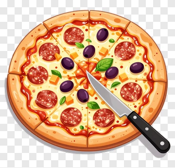 Pizza With Pepperoni And Olives PNG