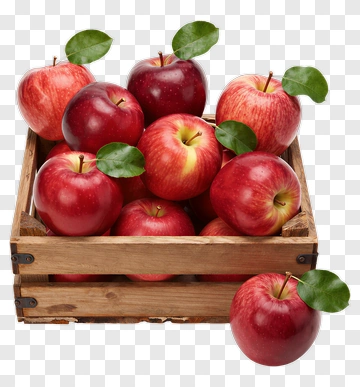 Wooden Crate Filled With Red Apples PNG