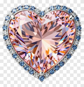 Heart-Shaped Gemstone With Blue Accents PNG