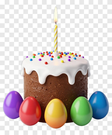 Easter Cake With Colorful Eggs PNG