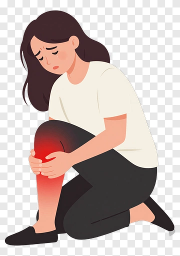 Woman Holding Knee In Pain PNG