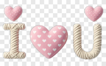 I Love You Text With Hearts PNG