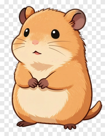 Cartoon Hamster Standing Upright PNG