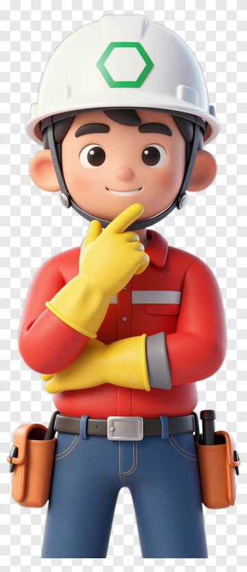 3D Construction Worker Thinking PNG