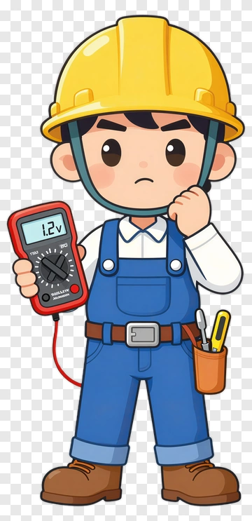 Cartoon Electrician Holding A Multimeter PNG