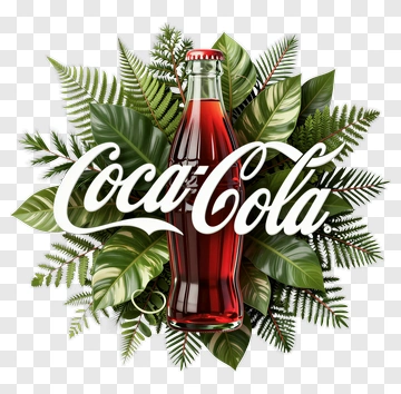 Coca-Cola Bottle Surrounded By Green Leaves PNG
