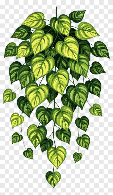 Hanging Green Plant With Heart-Shaped Leaves PNG