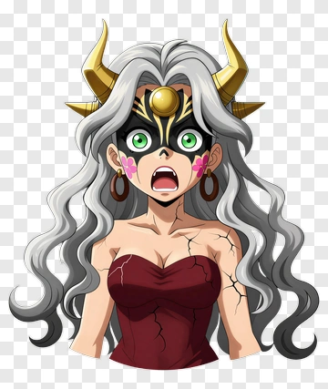 Surprised Girl With Horns And Mask PNG