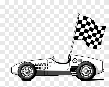 Racing Car With Checkered Flag PNG