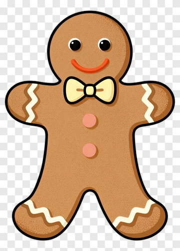 Cartoon Gingerbread Man With Bow Tie PNG