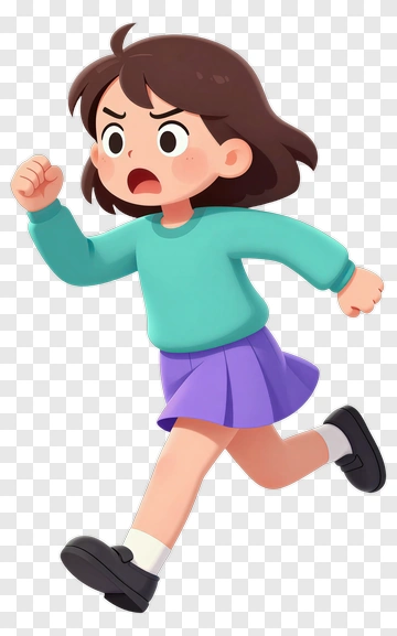 Cartoon Girl Running PNG