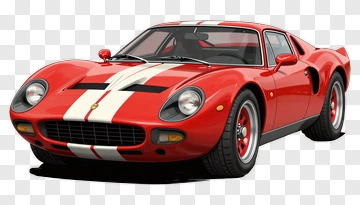 Red Sports Car With White Stripes PNG