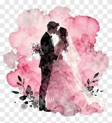 Watercolor Wedding Couple Embracing PNG