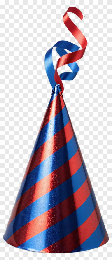 Party Hat With Red And Blue Stripes PNG