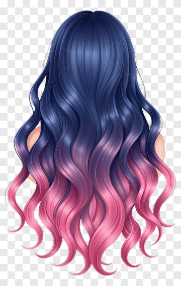 Long Wavy Hair With Pink Ombre PNG