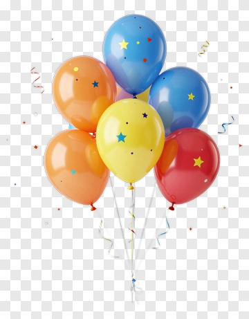 Colorful Balloons With Stars PNG