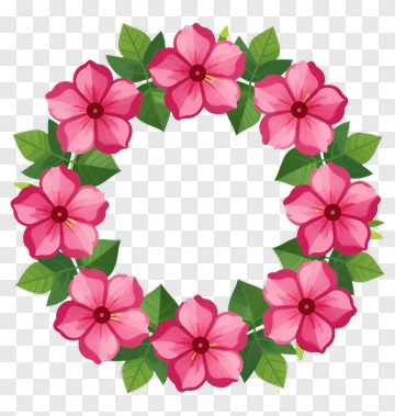Flower Wreath With Pink Flowers PNG
