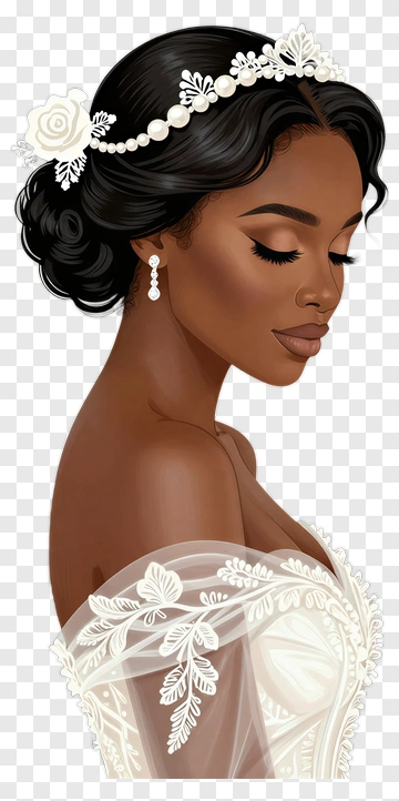 Elegant Bride With Floral Hair Accessories PNG