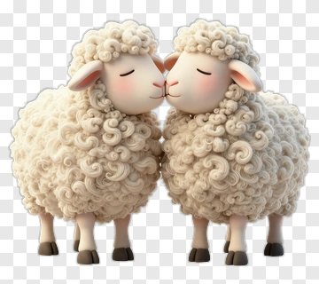 Cartoon Sheep Kissing PNG