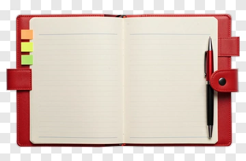 Red Notebook With Pen And Sticky Notes PNG