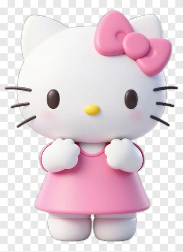 Hello Kitty Character In Pink Dress PNG