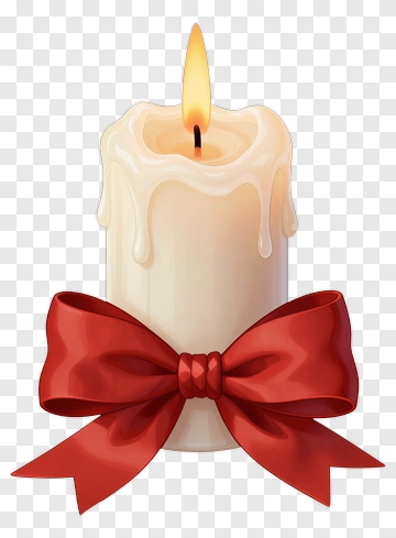 Candle With Red Bow PNG