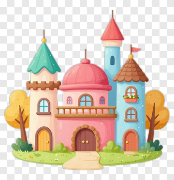 Colorful Cartoon Castle PNG