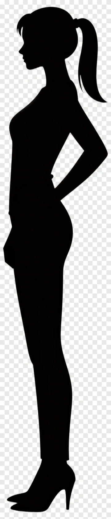 Silhouette Of A Woman Standing In Profile PNG