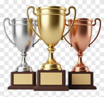 Trophy Set Including Gold, Silver, And Bronze Awards PNG