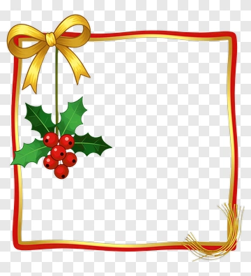 Christmas Frame With Holly And Ribbon PNG