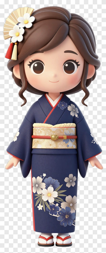 Cartoon Girl In A Kimono PNG