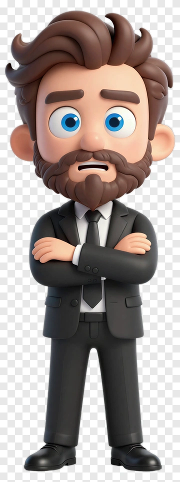 Cartoon Businessman With Arms Crossed PNG