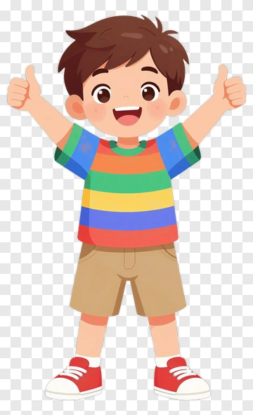 Happy Cartoon Boy Giving Thumbs Up PNG