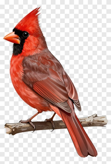 Red Cardinal Bird Perched On A Branch PNG