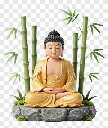 Buddha Statue Surrounded By Bamboo PNG