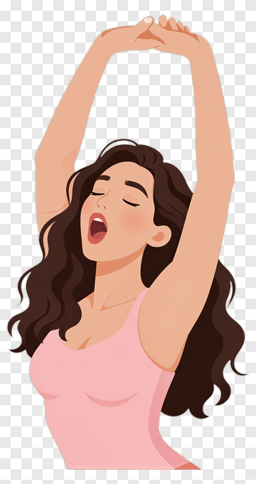 Woman Stretching With Arms Raised PNG