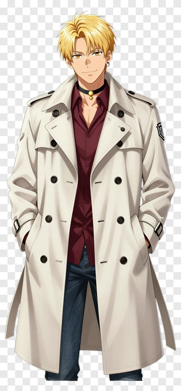 Anime Character In A White Trench Coat PNG
