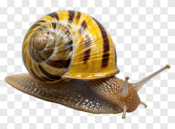 Snail With Yellow And Brown Shell PNG