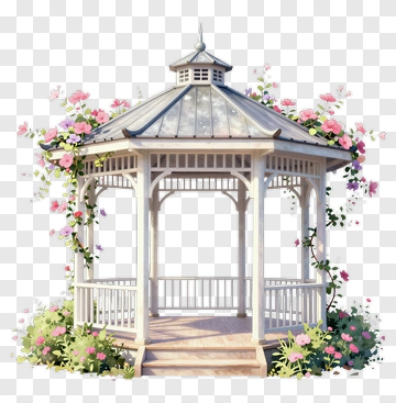 Flowering Gazebo In A Garden PNG